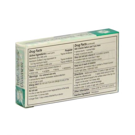 Triple antibiotic ointment in a 10 count unit box - rear view