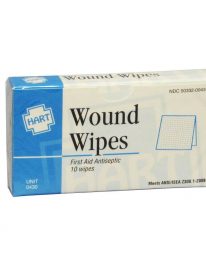 Benzalkonium chloride antibacterial wound wipes unit package.