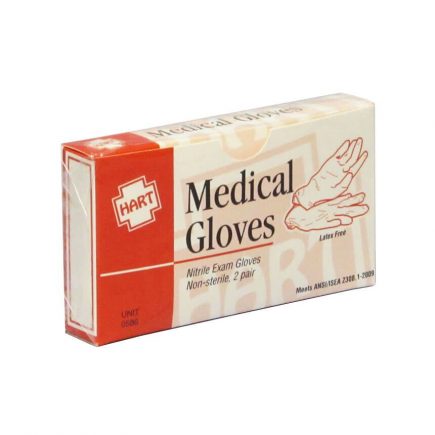 Nitrile non-sterile medical gloves in unit box.