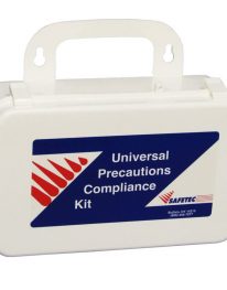 Body Fluid Spill Clean Up Kit with PPE in a Plastic Kit Box - Front view