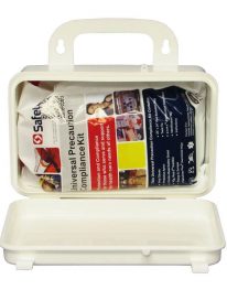 Body Fluid Spill Clean Up Kit with PPE in a Plastic Kit Box - open view