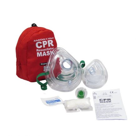 Adult/Child & Infant CPR Resuscitator Mask with soft case - display view