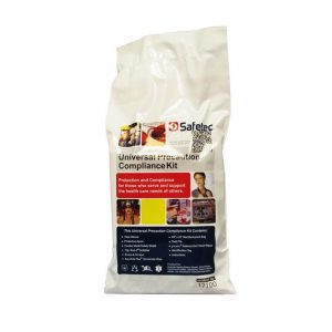 Body fluid spill clean up kit with PPE - front view