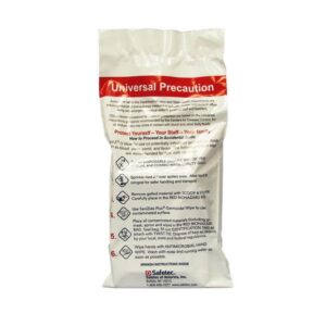 Body fluid spill celan up kit with PPE package rear view