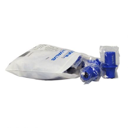 Open bag of CPR training valves for individual packaging view.