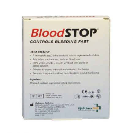 BloodStop Hemostatic Gauze 2" x 2" - 20/box - rear view