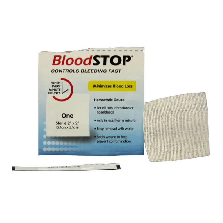 BloodStop Hemostatic Gauze Pads 2" x 2" Box of 20