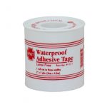 Three cut adhesive tape on a spool with cover.