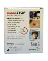 BloodStop Hemostatic Gauze 10/box Assorted Sizes - rearview
