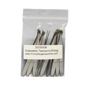 Disposable Metal Tweezers - 10/bag - front view
