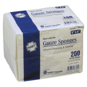 Hart Health Non-sterile gauze sponges 4" x 4", 8-ply, bulk package of 200
