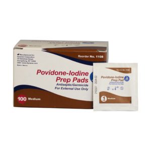 Dynarex Povidone Iodine Prep Pads, Medium. 100 count box.