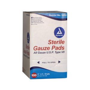 Dynarex Gauze Pads 100 count box 2" x 2", individually wrapped