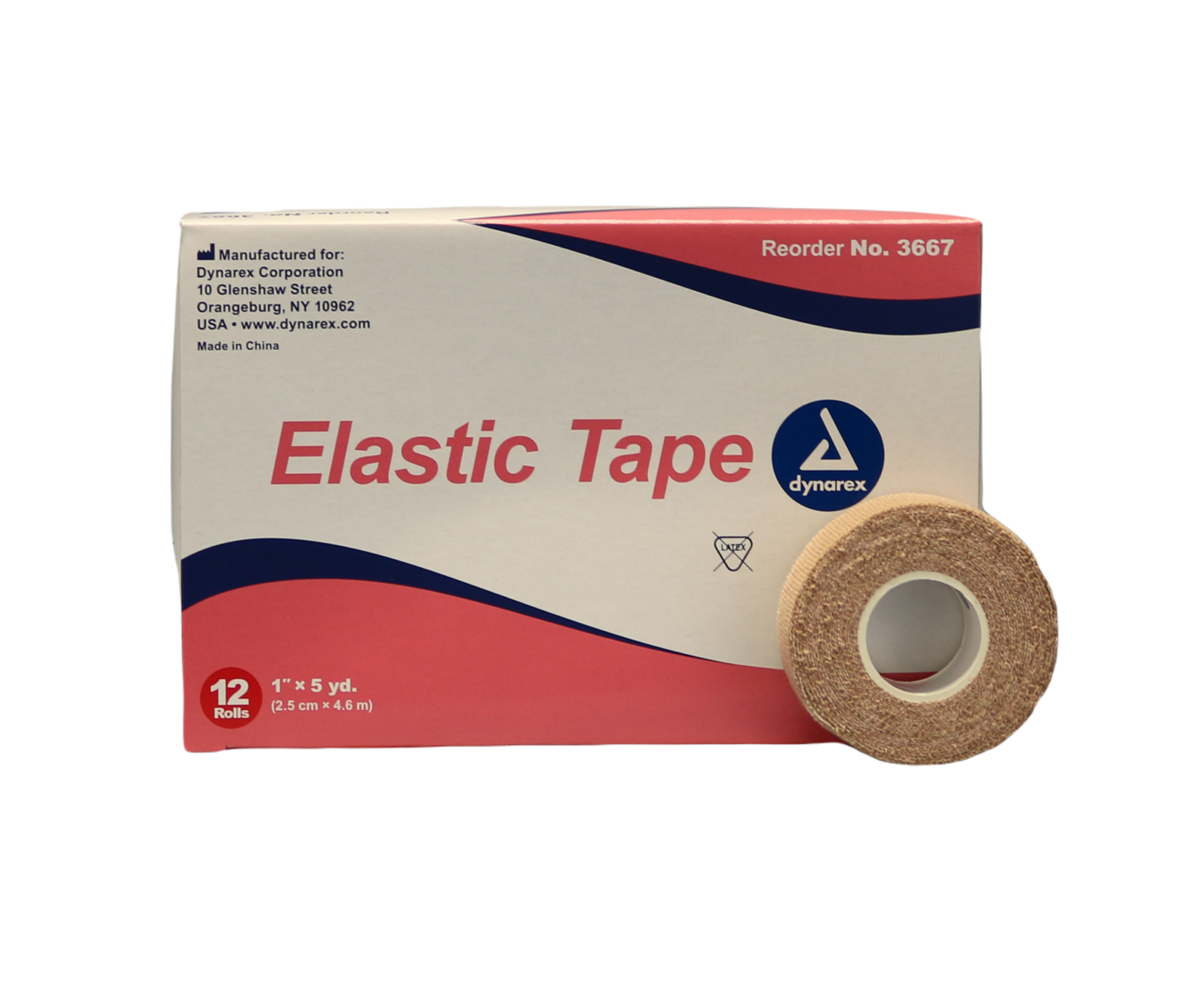 Dynarex Elastic Woven Tape, 1" X 5 yds. 12/ct box • First Aid Supplies