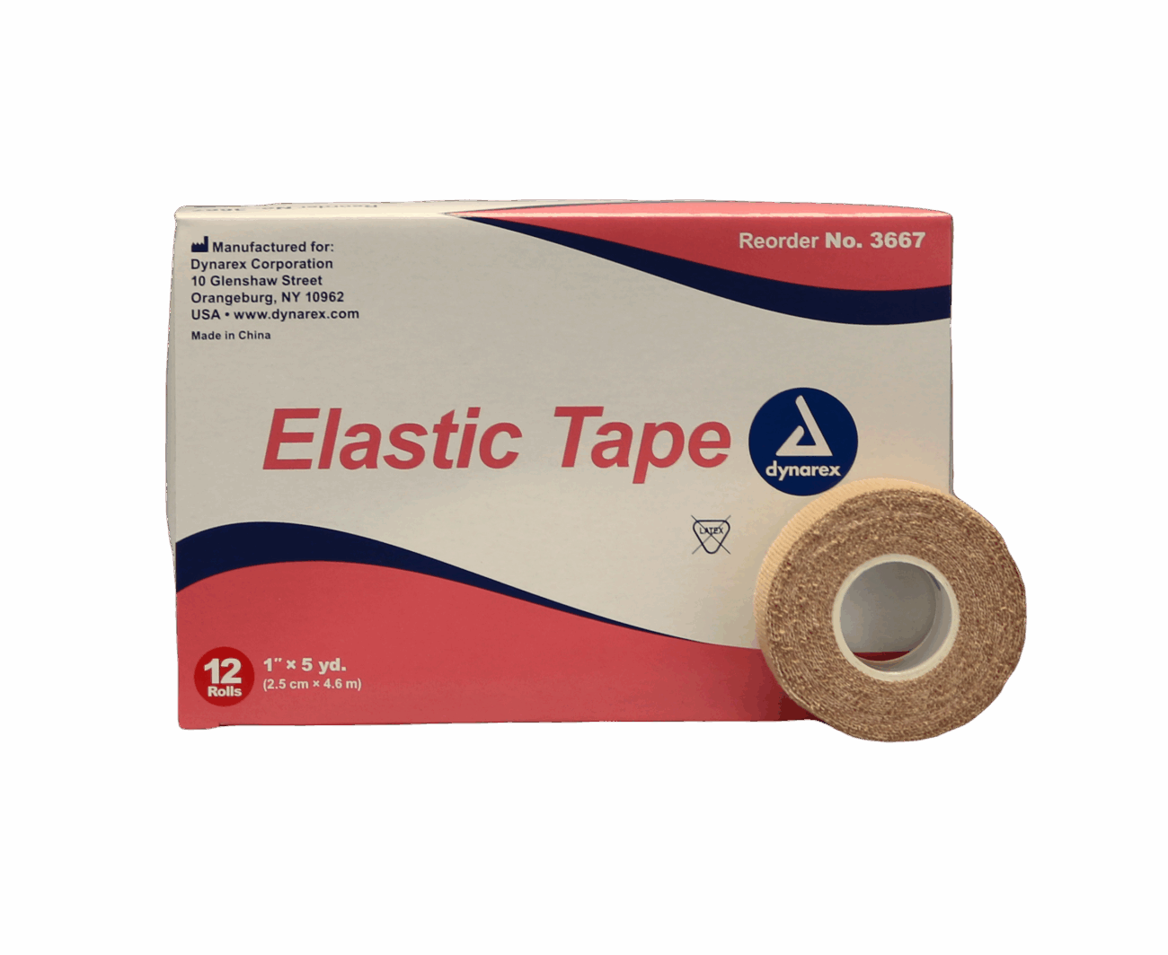 Dynarex Elastic Woven Tape, 1" X 5 yds. 12/ct box