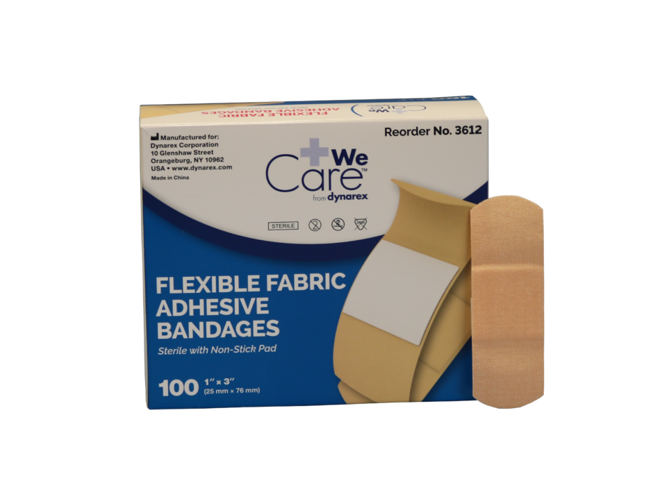 Dynarex Flexible Fabric Adhesive Bandages 1" X 3" 100/box • First Aid Supplies Online