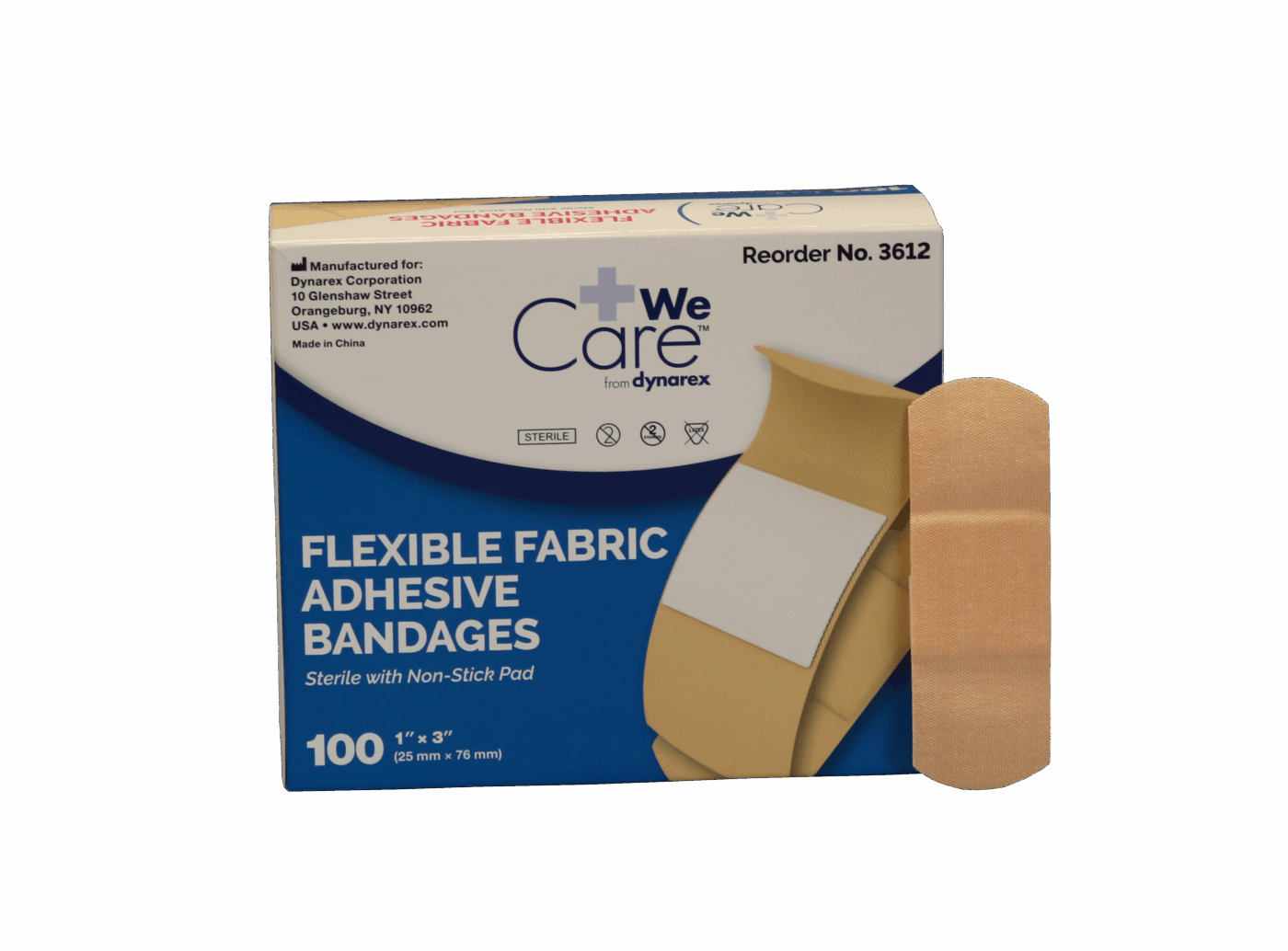 Dynarex Flexible Fabric Adhesive Bandages 1" X 3" - 100/box