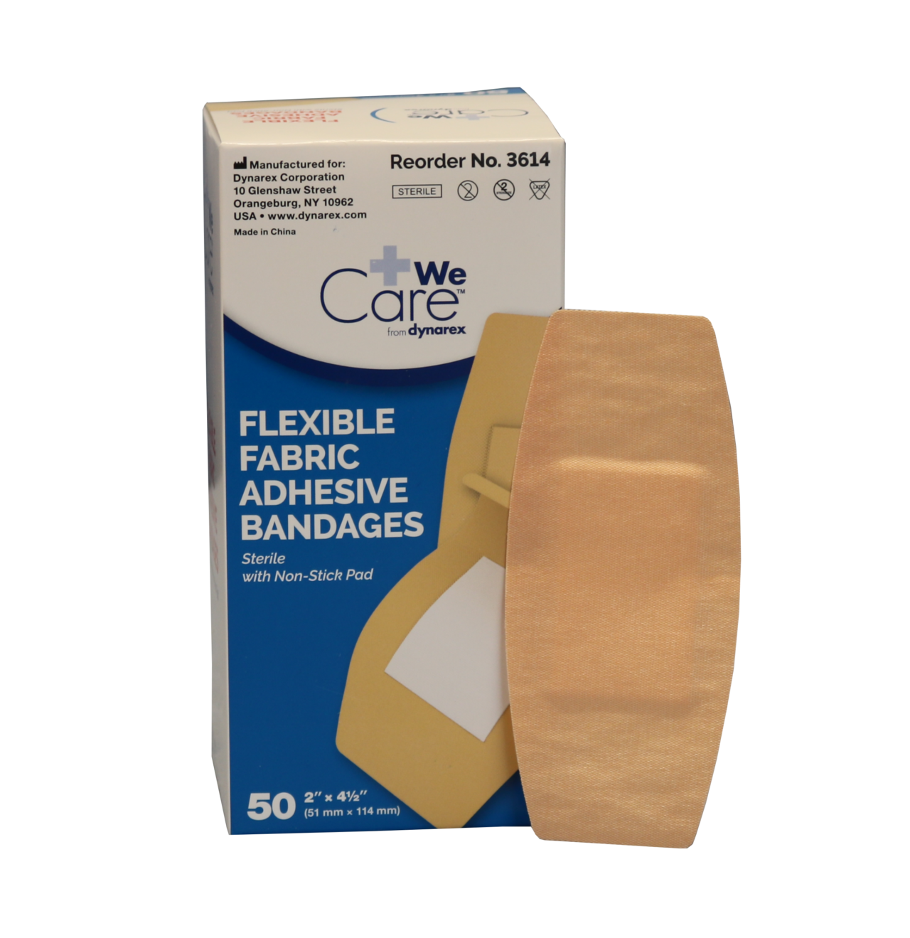 Dynarex Large Patch Flexible Fabric Adhesive Bandages 2" x 4 1/2" 50