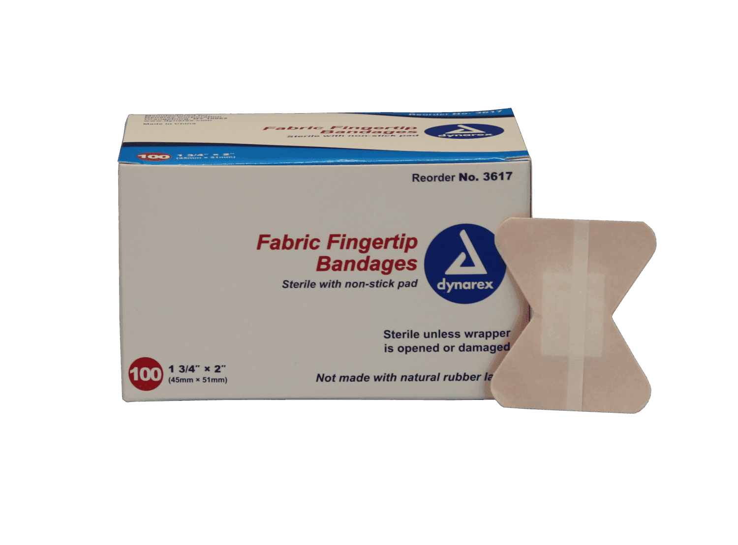 Dynarex Fabric Fingertip Bandages 1 3/4" x 2" - 100/box - Image 2