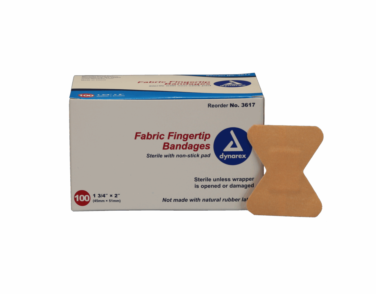 Dynarex Fabric Fingertip Bandages 1 3/4" x 2" - 100/box