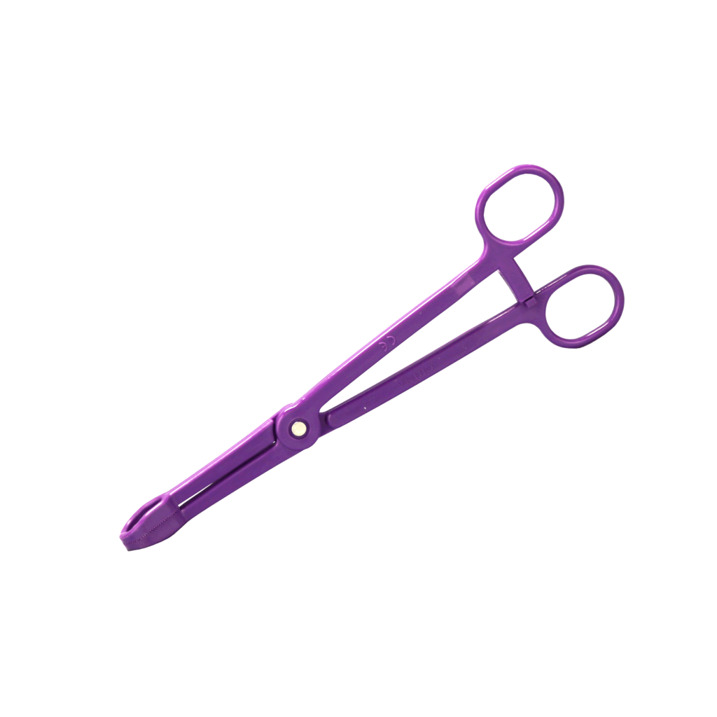 Plastic Sponge Forceps, serrated, 7.5", purple