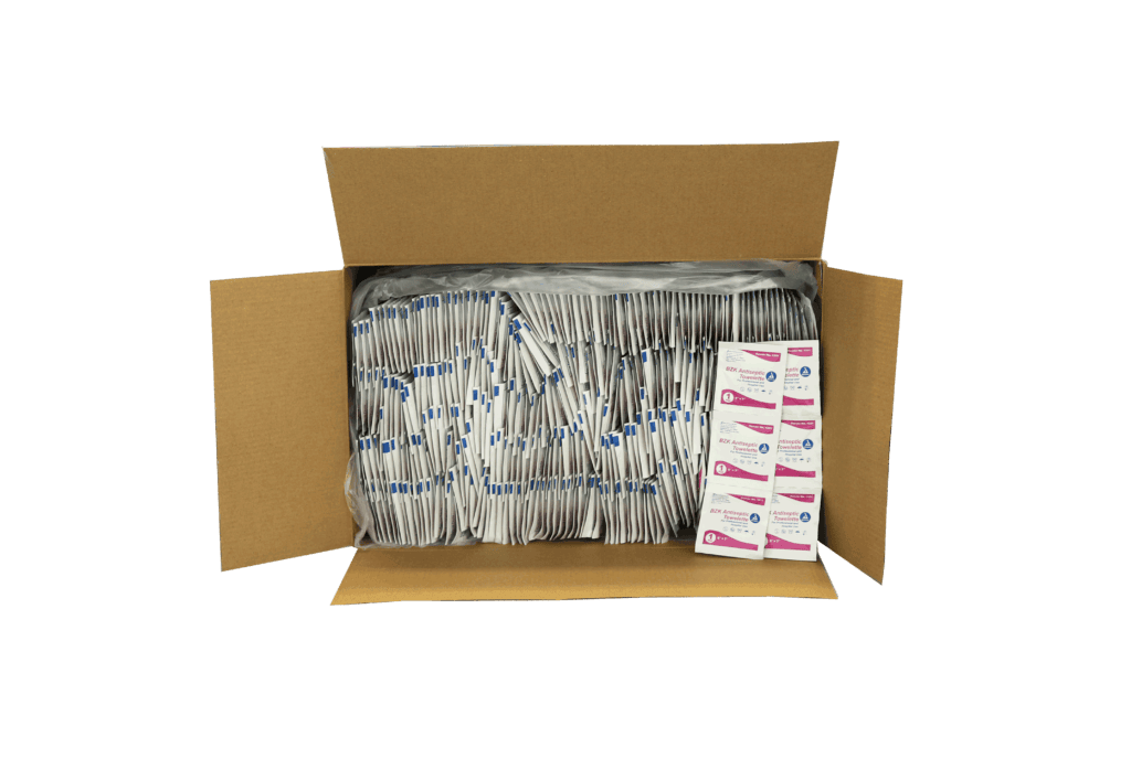 Dynarex Bulk BZK Antiseptic Towelettes, 5"x7" - 1,000 Packet/box