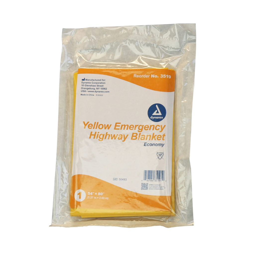 Disposable yellow emergency highway blanket