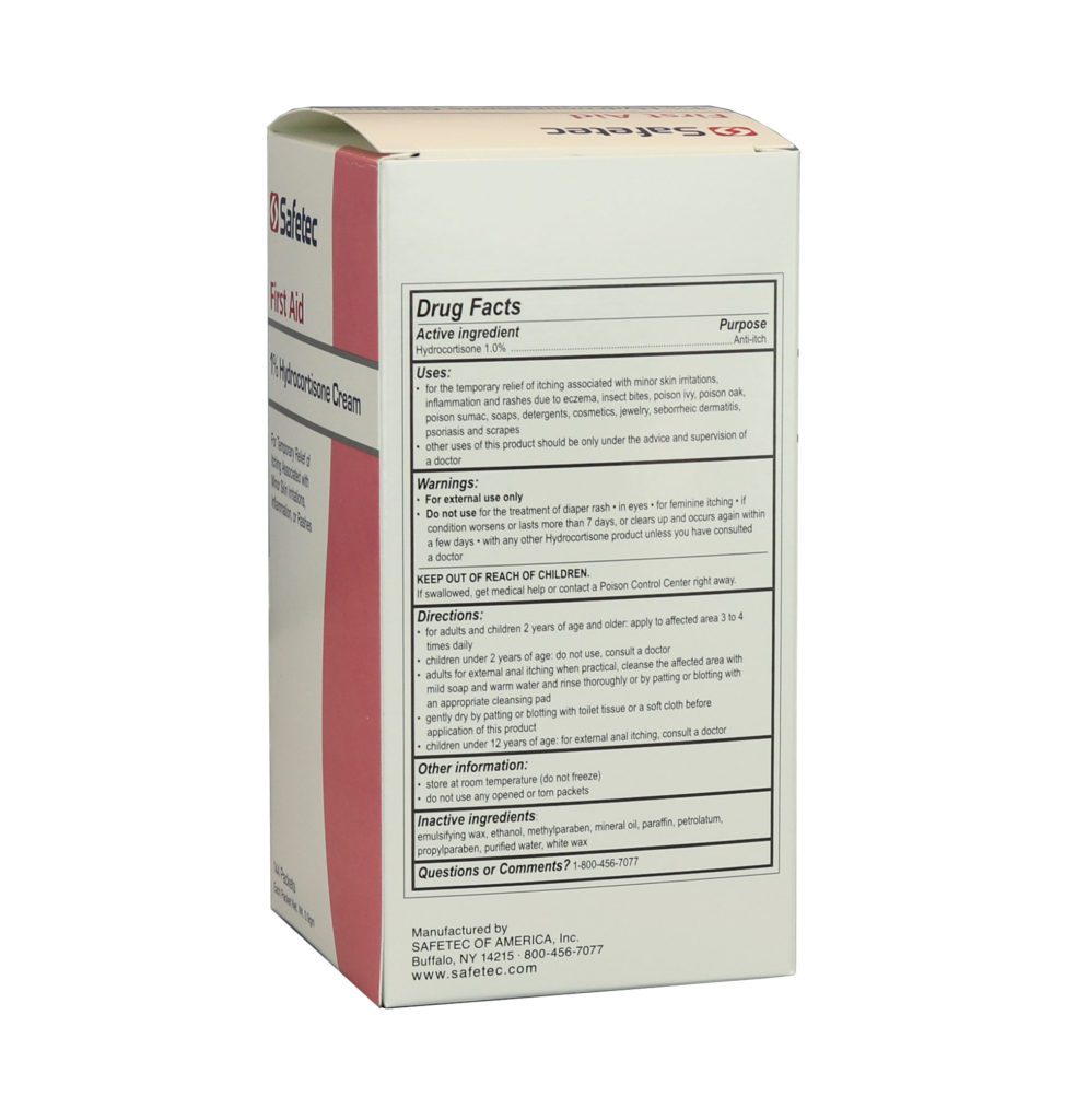 Safetec Hydrocortisone Cream 1% .9g packet - 144/box
