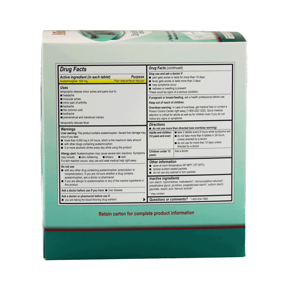 Extra Strength Non-Aspirin Tablets 250/box - Image 2