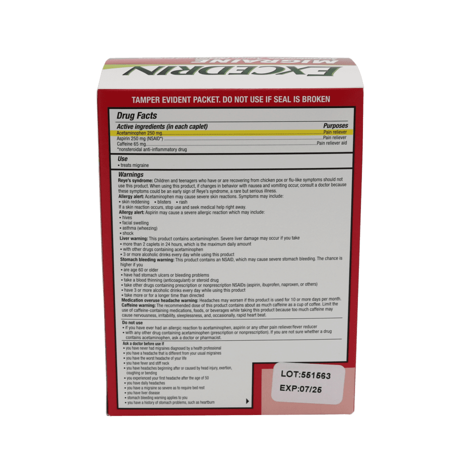 Excedrin Migraine Packet Box First Aid Supplies Online