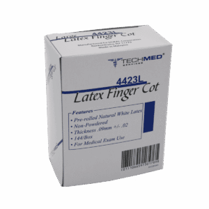 Latex Finger Cots Large 144-count dispenser box