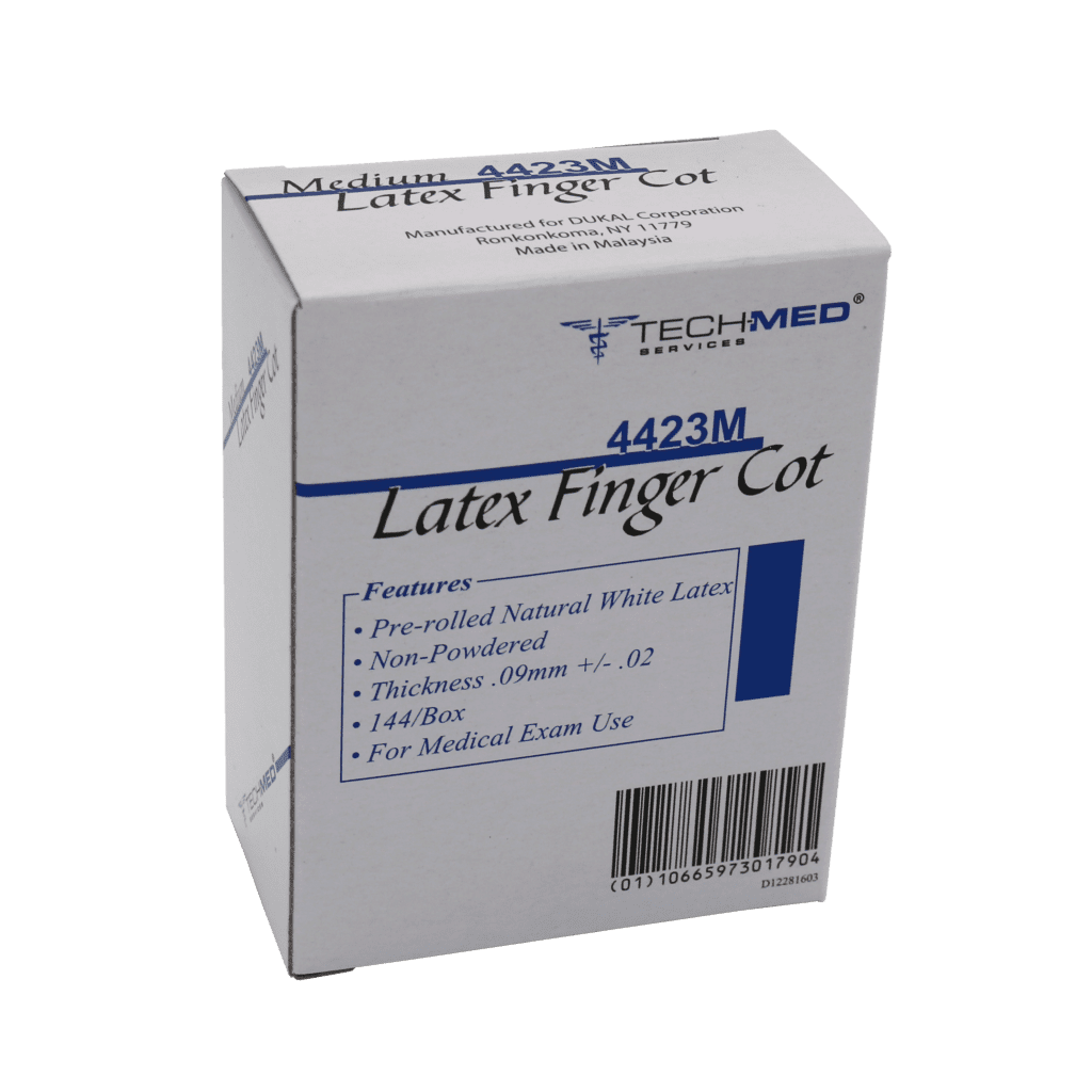 Latex Finger Cots Medium 144-count dispenser box