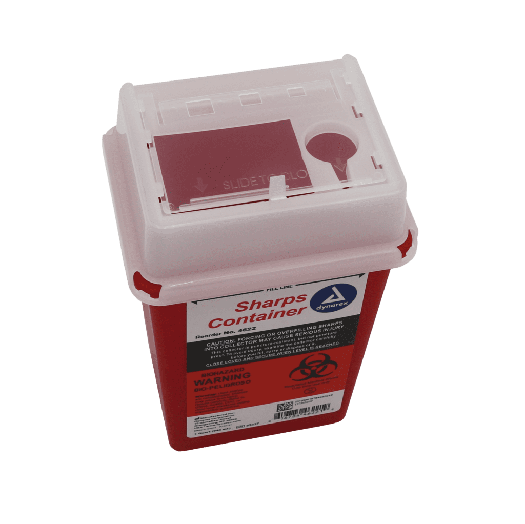 One Quart Sharps Container With Hinged Lid