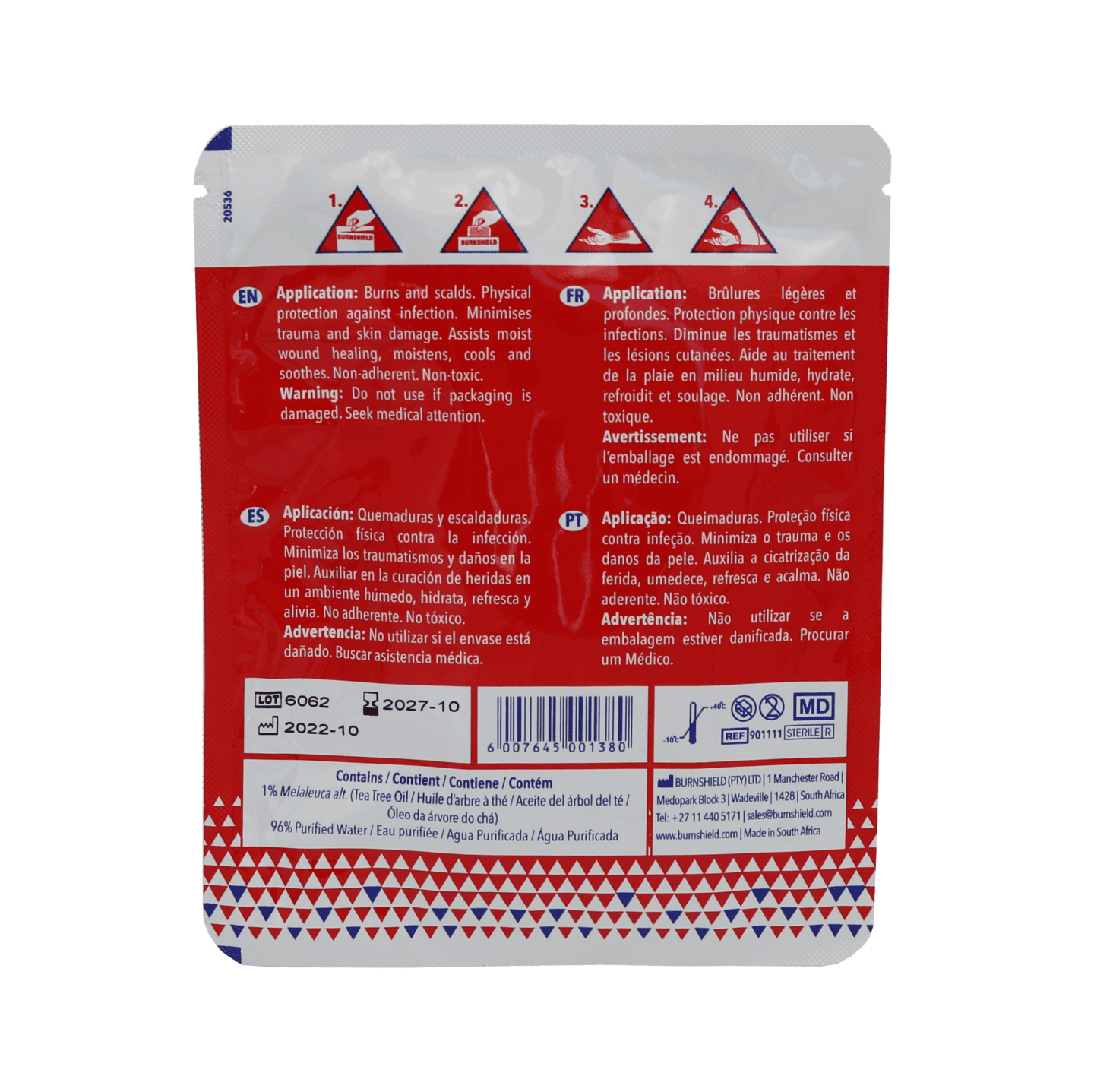 Burnshield® 4" x 4" Sterile Burn Dressing 1/dressing • First Aid