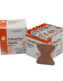 Ultraflex Heavy Duty Fingertip Bandages in Workplace Dispenser Box.