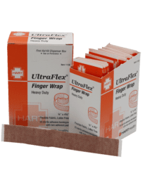 Ultraflex heavy duty fingerwrap bandage in workplace dispenser box.