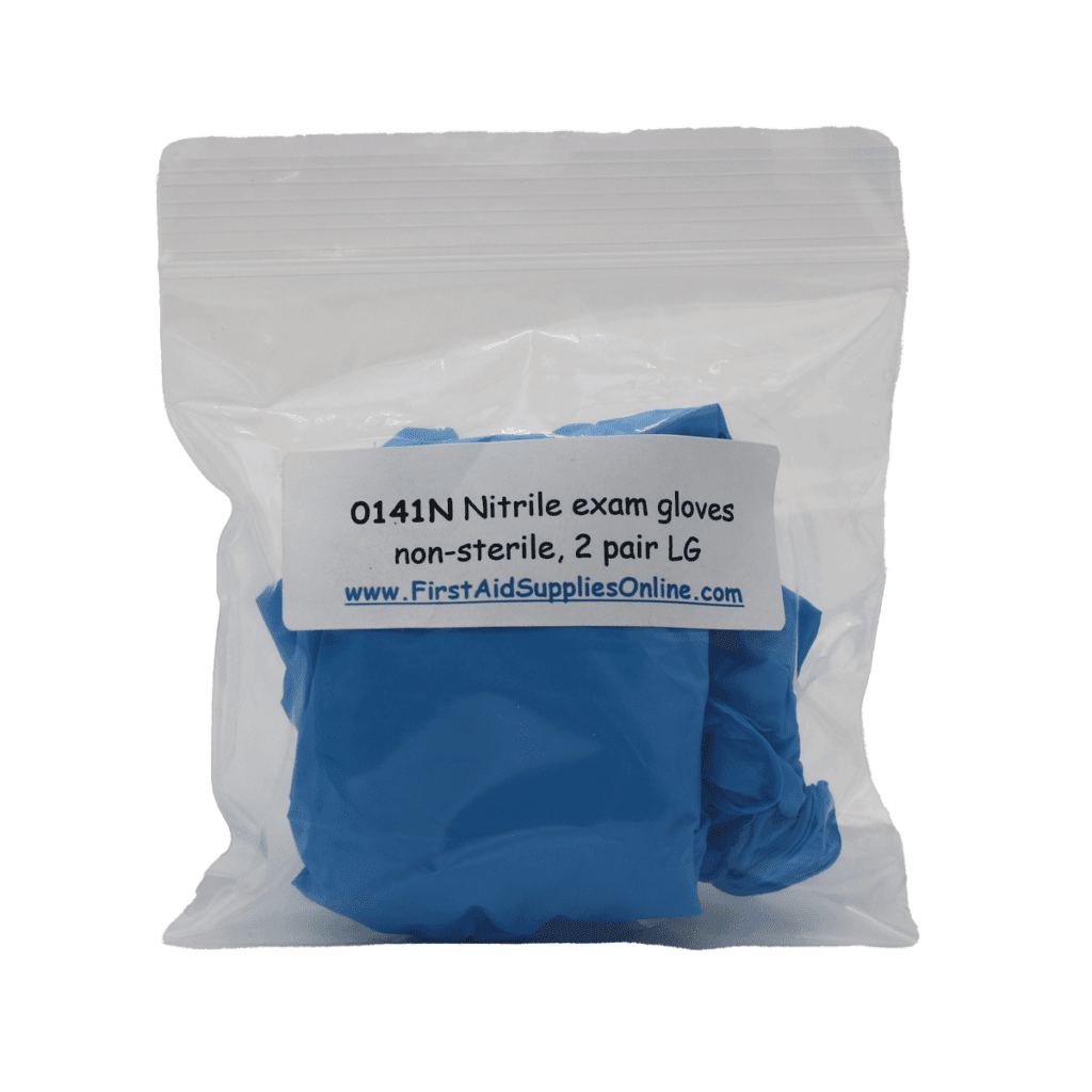 Nitrile Exam Gloves Large, 2 pairs per bag.