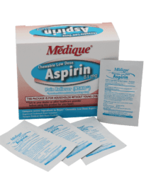 Chewable Low Dose Aspirin 81mg, packaged for the workplace.