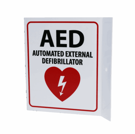 AED 3D wall mount sign side view