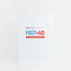 Empty 5 shelf industrial first aid cabinet front