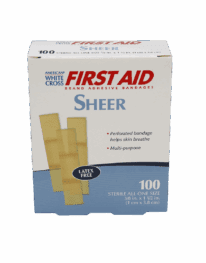 Small Sheer Strip Adhesive Bandages 3/8" X 1-1/2" - 100/box