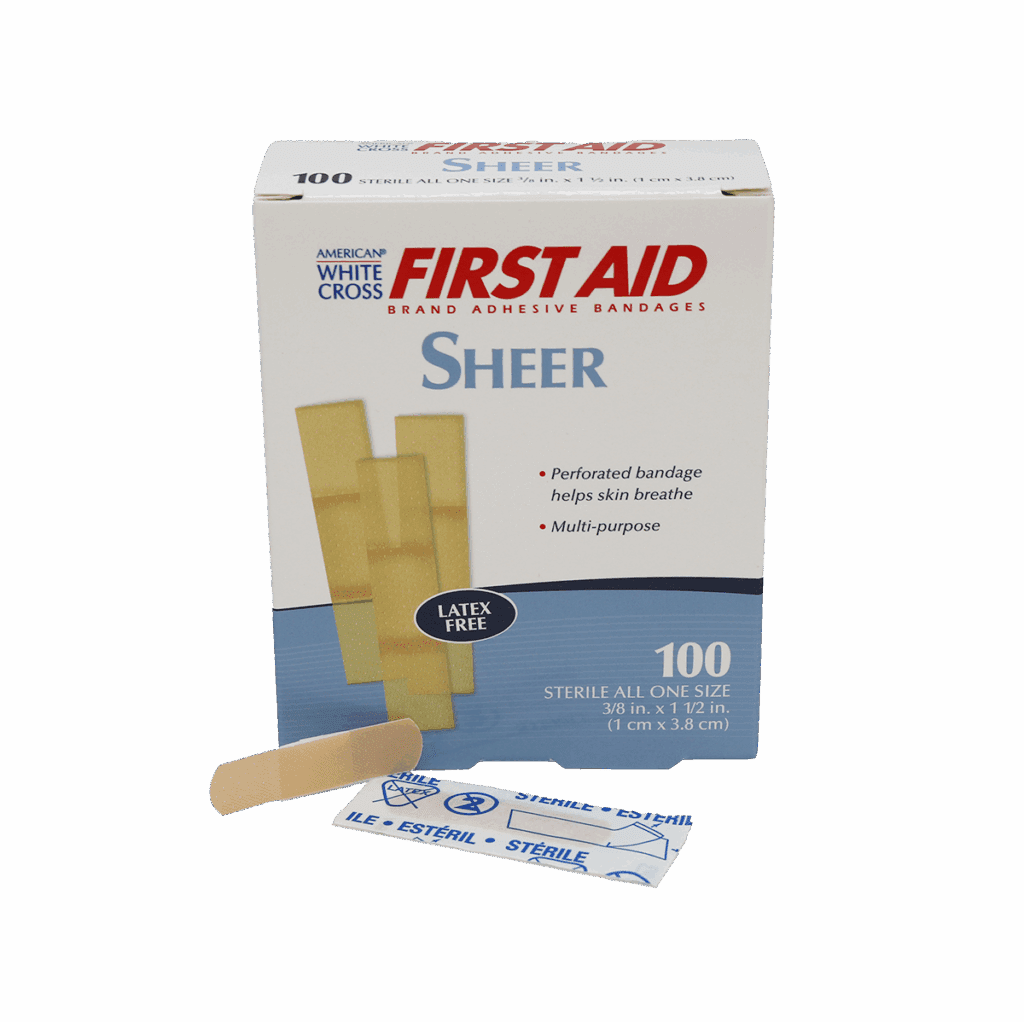 Small Sheer Strip Adhesive Bandages 3/8" X 1-1/2"