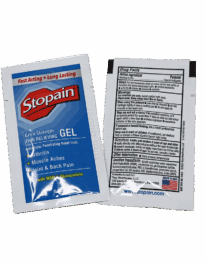 Stop Pain Gel Packet front and back view