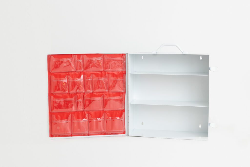 Empty Industrial First Aid Cabinet 3-shelf