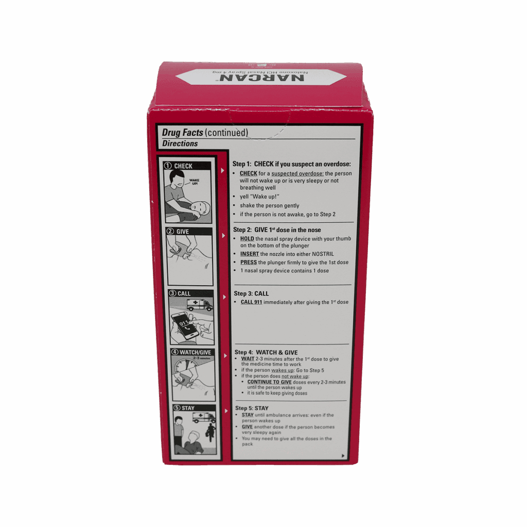Narcan Naloxone HCI Nasal Spray 4mg - 2/box back