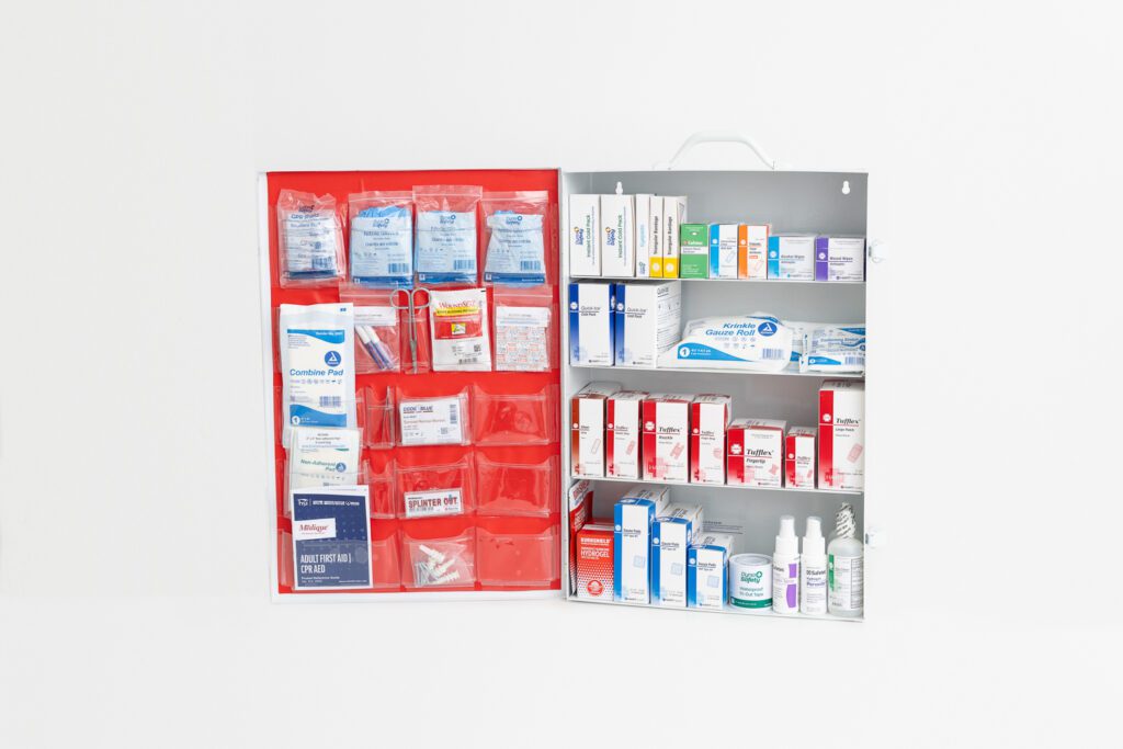 Large Industrial First Aid Cabinet 4 shelf - no tablets