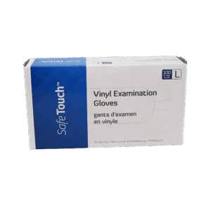 Vinyl Gloves Large 100 count dispenser box.